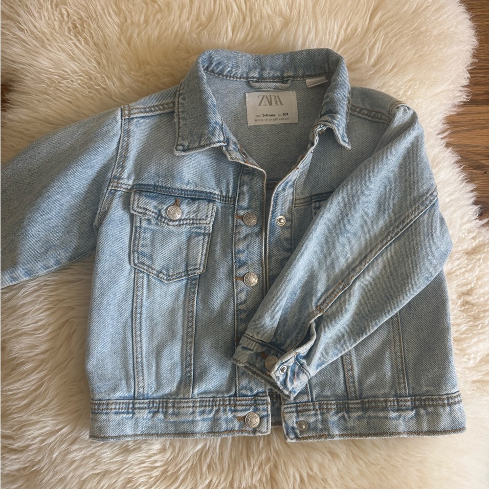 Zara Sky Blue Denim Jacket, girls size 3-4 years